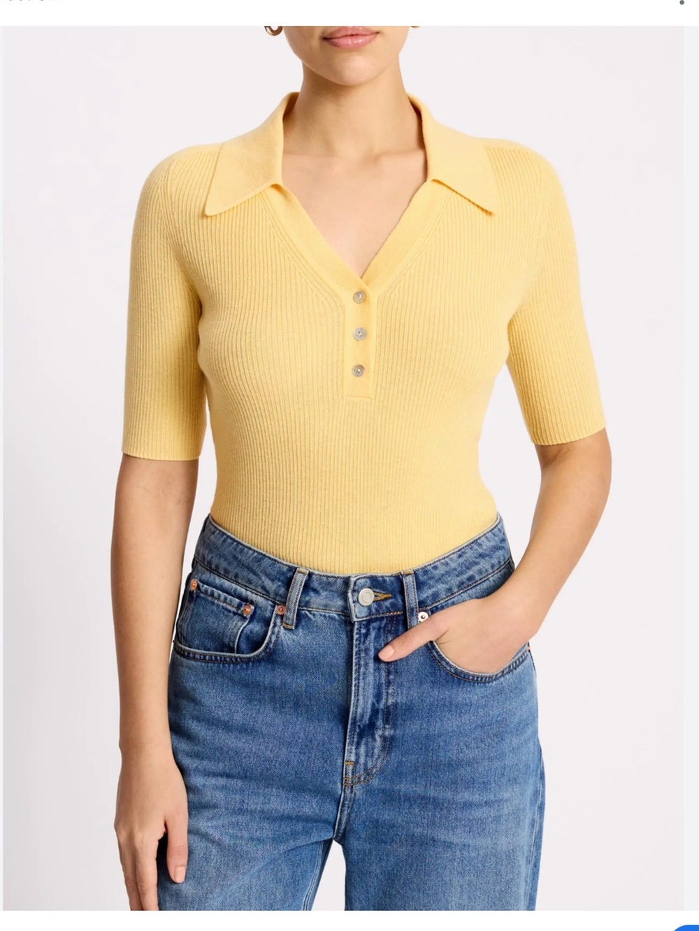 White House Black Market Yellow Ribbed Top